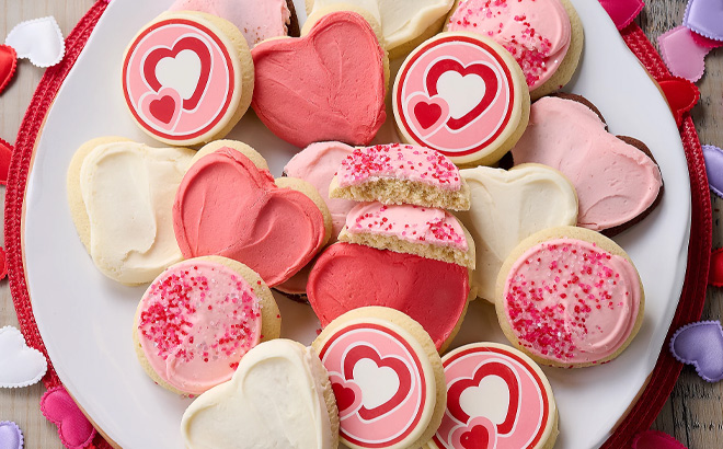 Cheryls 24 Piece Valentine Heart Frosted Cookies