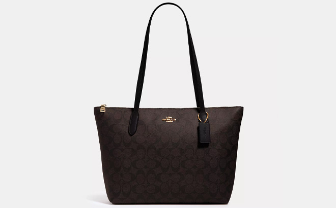 Coach Outlet Zip Top Tote In Signature Canvas 1