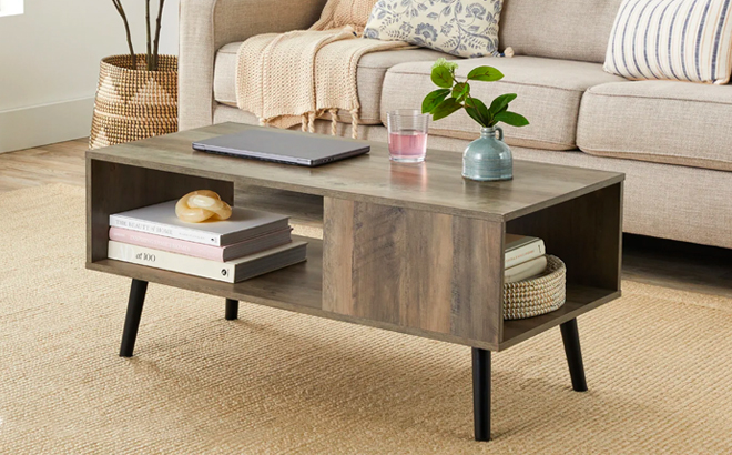 Coffee Table in Grey Oak Color Displayed in Living Room