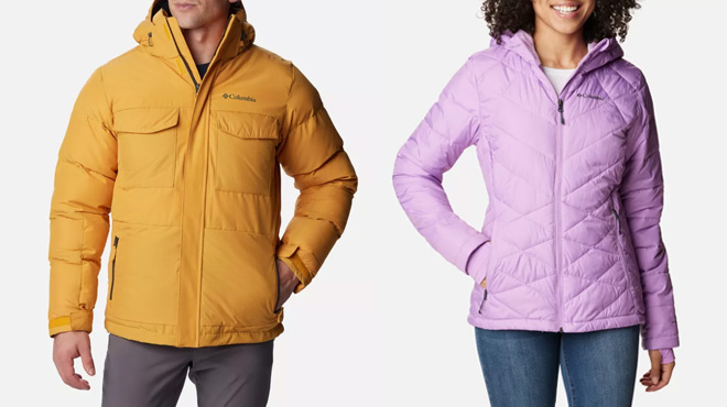 Columbia Mens Peak Fusion Jacket on The Left and Womens Hooded Jacket on The Right