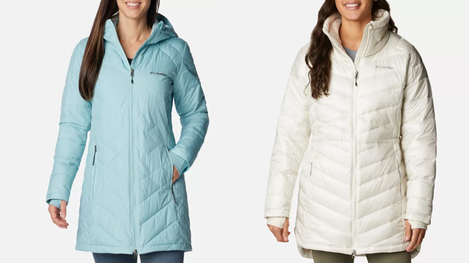 Columbia Womens Long Hooded Jacket on The Left and Mid Jacket on The Right