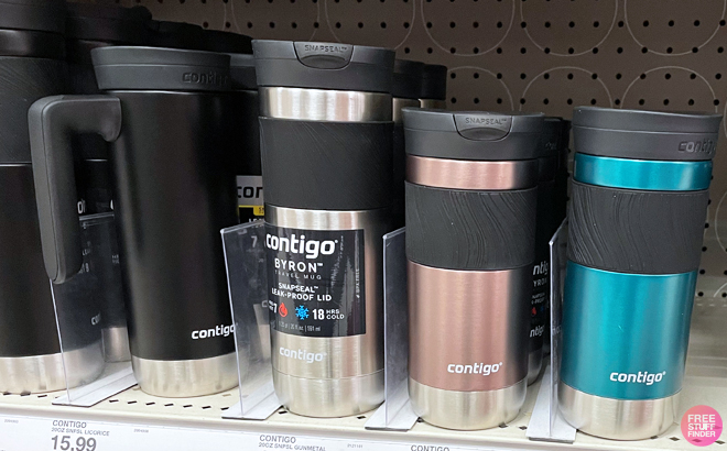 Contigo Byron Travel Mug 20 ounce in Gunmetal color on shelf