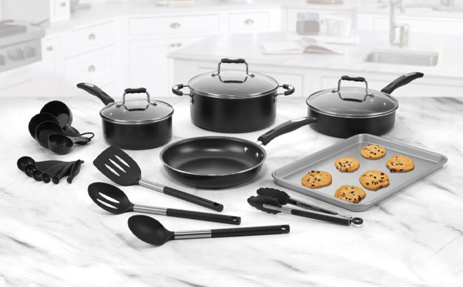 Cuisinart Complete Chef 22 Piece Cookware Set on a Table