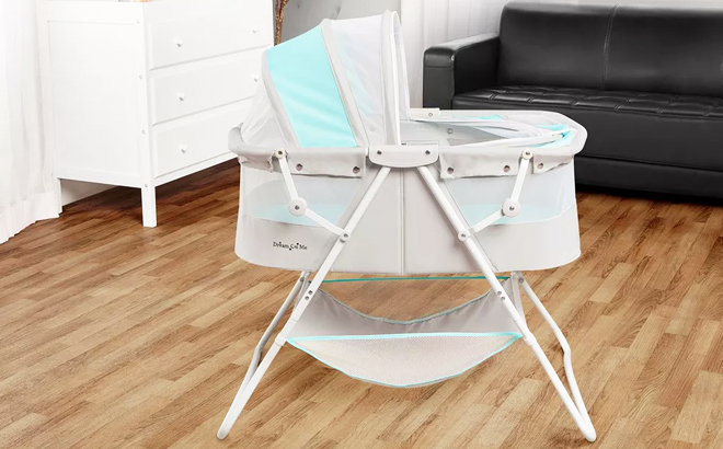Dream on Me Quick Folding Bassinet in the Living Room