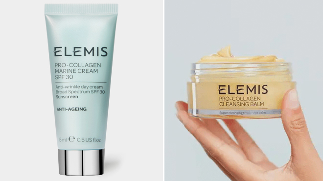 ELEMIS pro collagen cleansing balm and pro collagen marine cream SPF