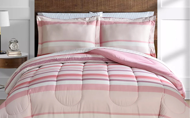 Fairfield Square Collection Austin Stripe Solid Reversible 8 Pc Comforter Set
