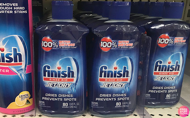 Finish Jet Dry Rinse Aid on a Shelf