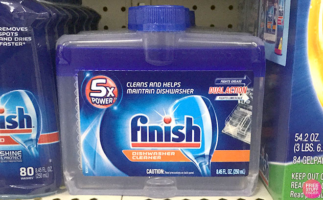 Finish Liquid Dishwasher Cleaner on a Shelf