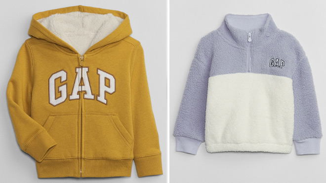GAP Factory Baby and Toddler Logo Sherpa Zip Hoodie and Logo Sweatshirt