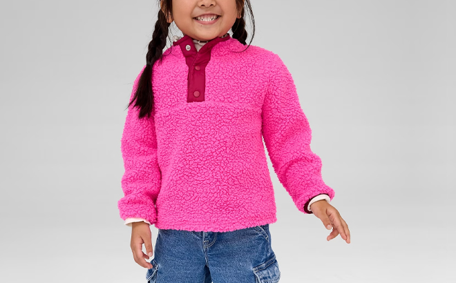 GAP Factory Baby and Toddler Sherpa Quarter Snap Sweatshirt