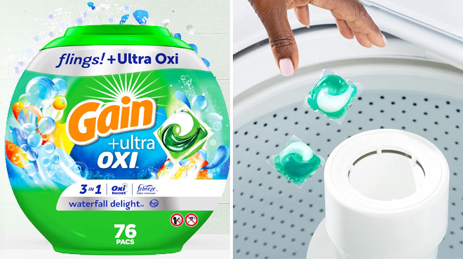 Gain flings Ultra Oxi Laundry Detergent Pacs