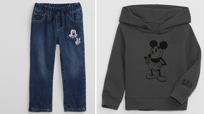 Gap Baby Disney Mickey Mouse Pull On Slim Jeans with Washwell and Mickey Mouse Graphic Hoodie