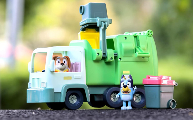 Garbage Truck Bluey and Bin Man poseable Figures with Playset