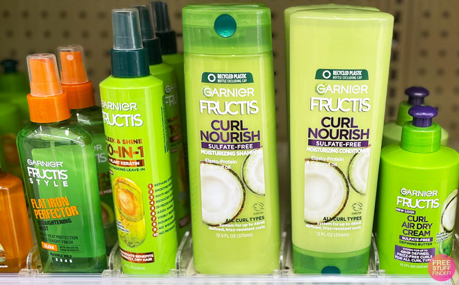 Garnie Frucits Curl Nourish Shampoo on Store Shelf