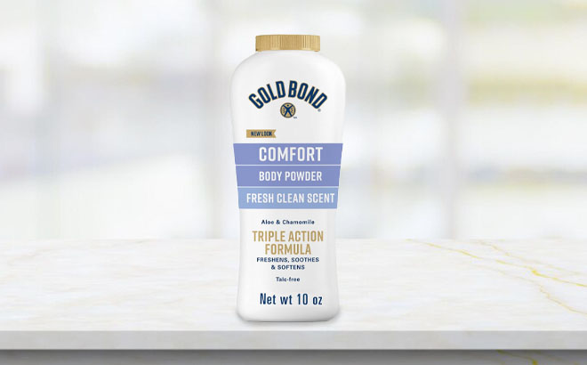 Gold Bond Comfort Body Powder on a Table