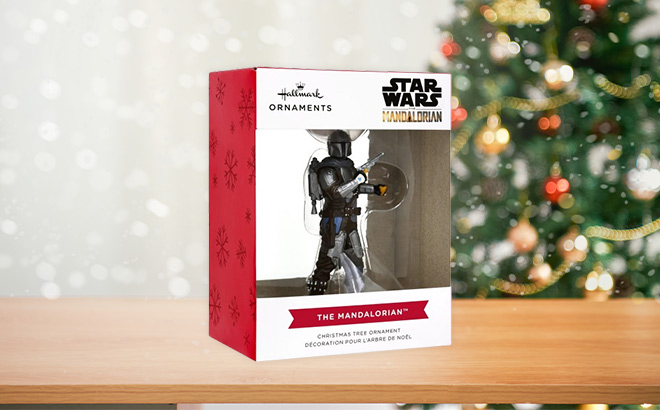 Hallmark Star Wars The Mandalorian Christmas Ornament on the Table