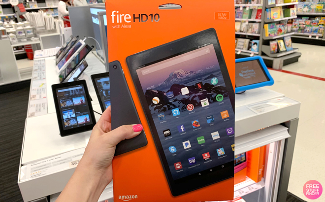 Hand Holding Amazon Fire HD 10 Tablet