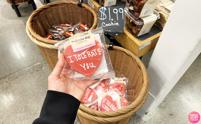 Hand Holding Favorite Day Decorated Cookie Hand Holding Favorite Day Decorated Cookie