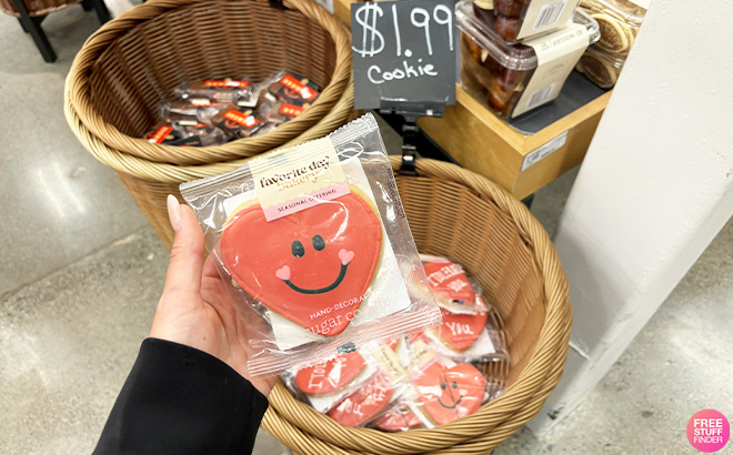 Hand Holding Favorite Day Smiley Heart Cheeks Decorated Cookie