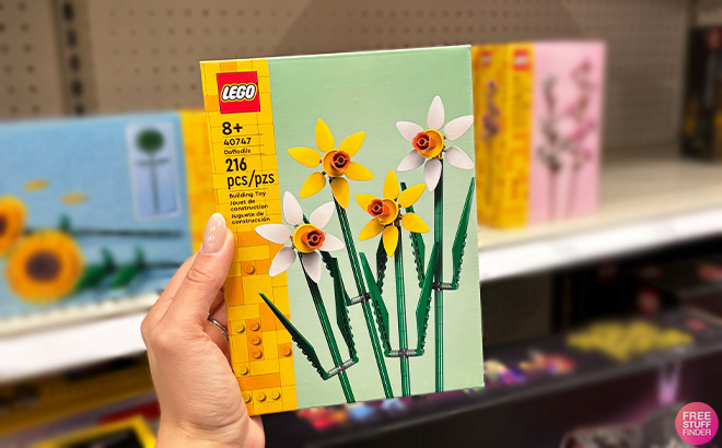 Hand Holding LEGO Daffodils Celebration Gift