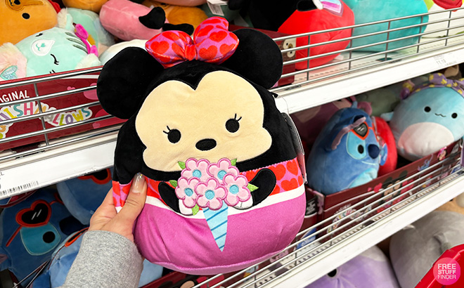Hand Holding Minnie Mouse Valentines Day Squishmallow