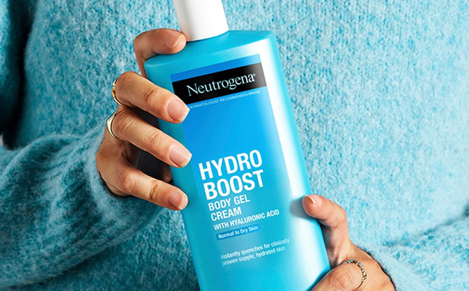 Hand Holding Neutrogena Hydro Boost Body Moisturizing Gel Cream with Hyaluronic Acid