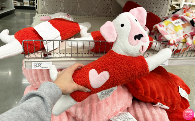 Hand Holding Room Essentials Valentines Day Dog Shaped Throw Pillow