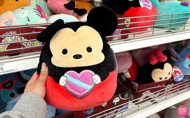 Hand Holding Valentines Day Mickey Mouse Mini Squishmallow