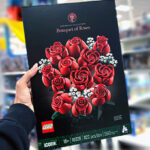 Hand holding box of LEGO Icons Bouquet of Roses