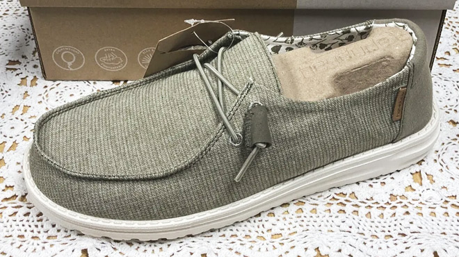 Hey Dude Womens Wendy Chambray Shoes in Sage color Hey Dude Womens Wendy Chambray Shoes in Sage color