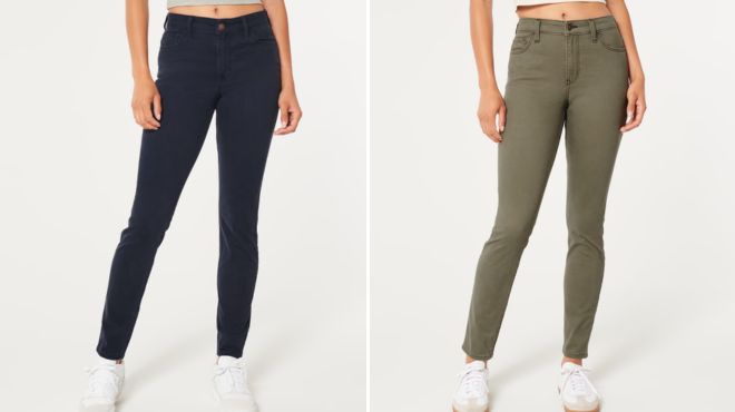 Hollister Navy and Olive Green Skinny Jeans