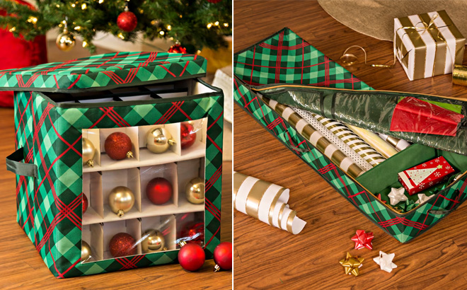 Honey Can Do Plaid 48 Count Ornament Storage Cube