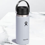 Hydro Flask Stainless Steel Wide Mouth Bottle in White Color on the Table