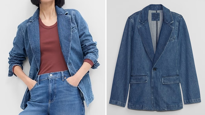 Images of GAP Factory Womens Relaxed Denim Blazer