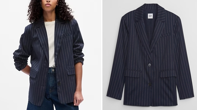 Images of GAP Factory Womens Relaxed Pinstripe Blazer