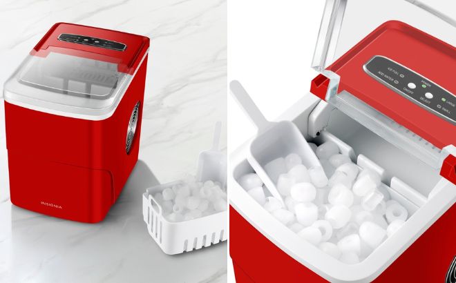 Insignia Portable Ice Maker with Auto Shut Off in Red Color