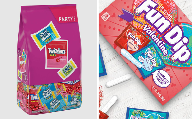 JOLLY RANCHER and TWIZZLERS Fruit Flavored Candy Party Pack and Fun Dip Valentines Day Candy