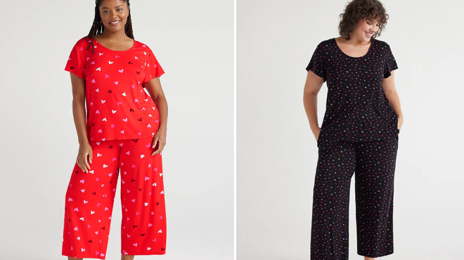 Joyspun Womens Short Sleeve Scoop Neck Knit Pajama Set Joyspun Womens Short Sleeve Scoop Neck Knit Pajama Set