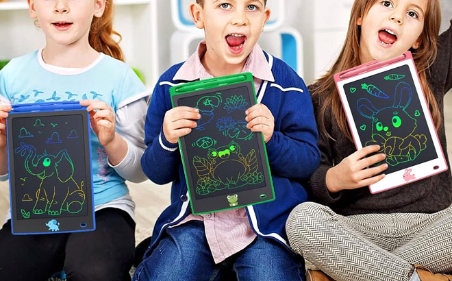 Kids Holding a LCD Writing Tablet