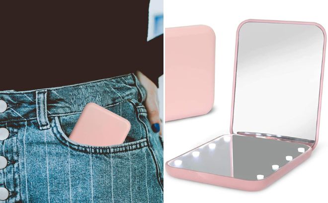 Kintion Pocket Mirror in Pink Color Kintion Pocket Mirror in Pink Color