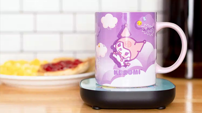 Kuromi Coffee Mug With Electric Mug Warmer