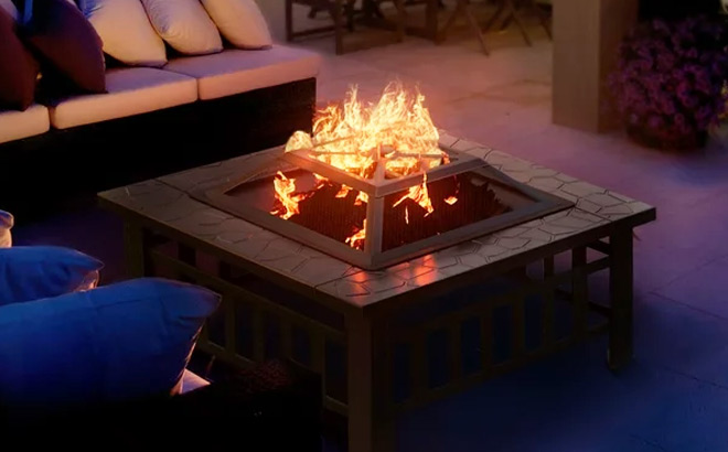 Lacoo 32 inch Patio Square Fire Pit Table