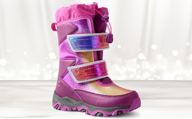 Lands End Toddler Snow Flurry Insulated Winter Boots in Magenta Iridescent