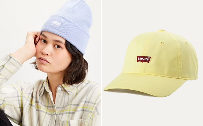 Levis Hat at Light Blue and Yellow Levis Hat at Light Blue and Yellow