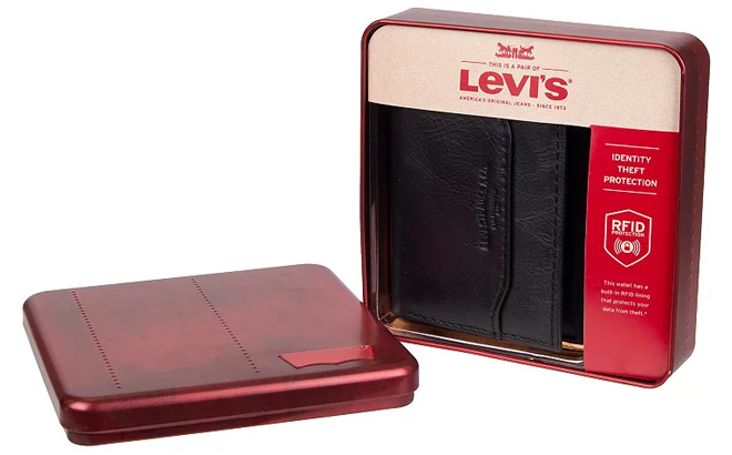 Levis Mens RFID Blocking Trifold Wallet on a White Background