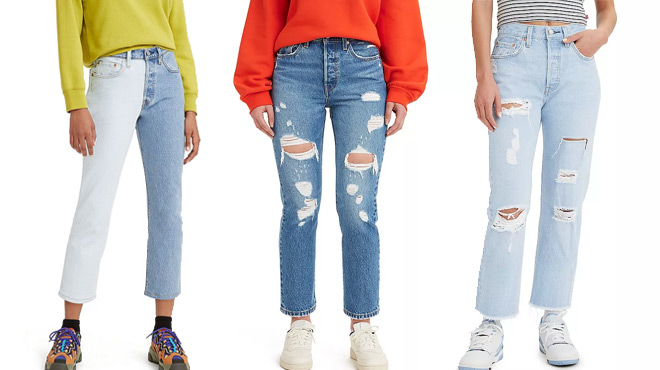 Levis Womens High Rise Straight Leg Crop Jeans