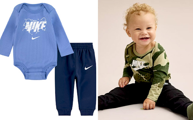 Little Boy Wearing Nike Bodysuit Pants Set 1