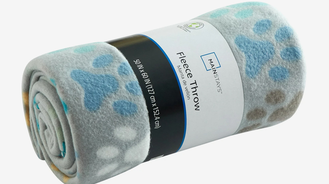 Mainstays Gray Paw Fleece Throw Blankets Mainstays Gray Paw Fleece Throw Blankets