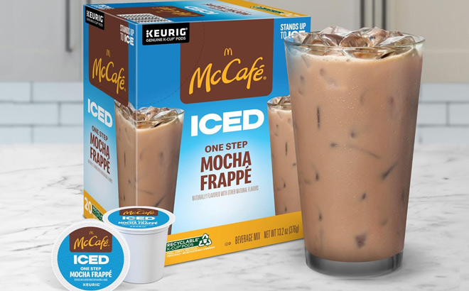 McCafe Iced Mocha Frappe 20 Count on a Kitchen Counter
