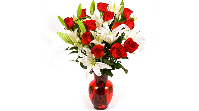 Members Mark Red Roses and Lilies Vase Arrangement 1 Members Mark Red Roses and Lilies Vase Arrangement 1